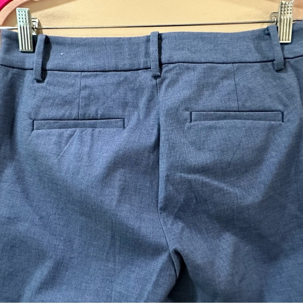 LOFT Ankle Pants The Riviera Slim Texture Blue Mid Rise Women 4 Petite 608468 - Picture 6 of 8
